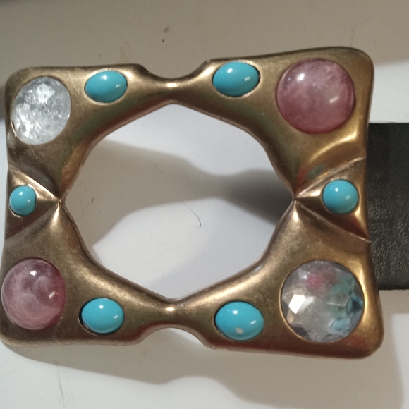 Vintage Dolce & Gabbana beaded buckle & belt. Buckle measures 2x3 1/4\